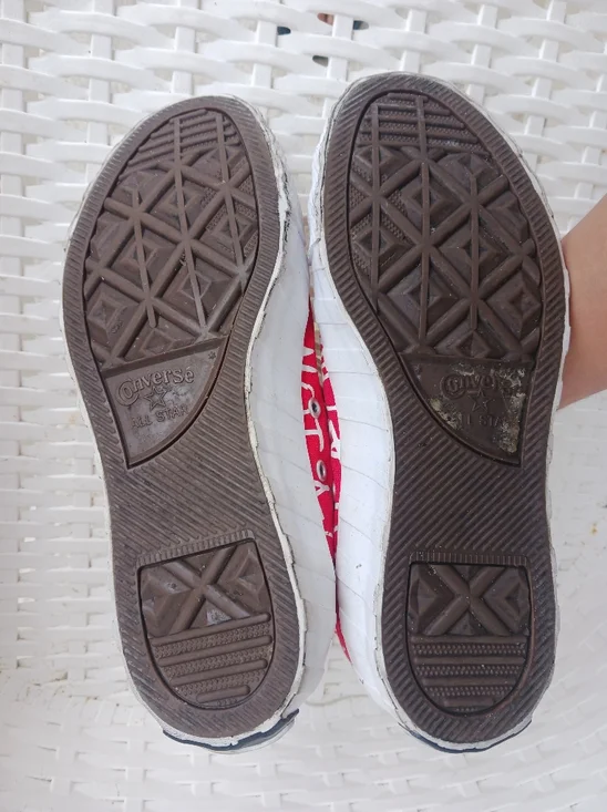 Converse "Not A Chuck" Big Kid letters Printed Red High Top Sneakers - Picture 7 of 13